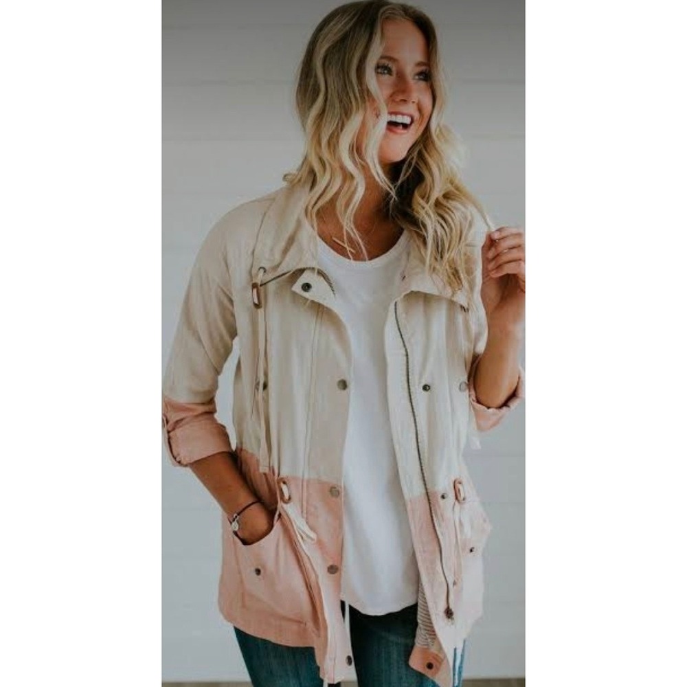 Blu‎ Pepper Womens Cottagecore Preppy Costal Utility Jacket Linen Blend Large